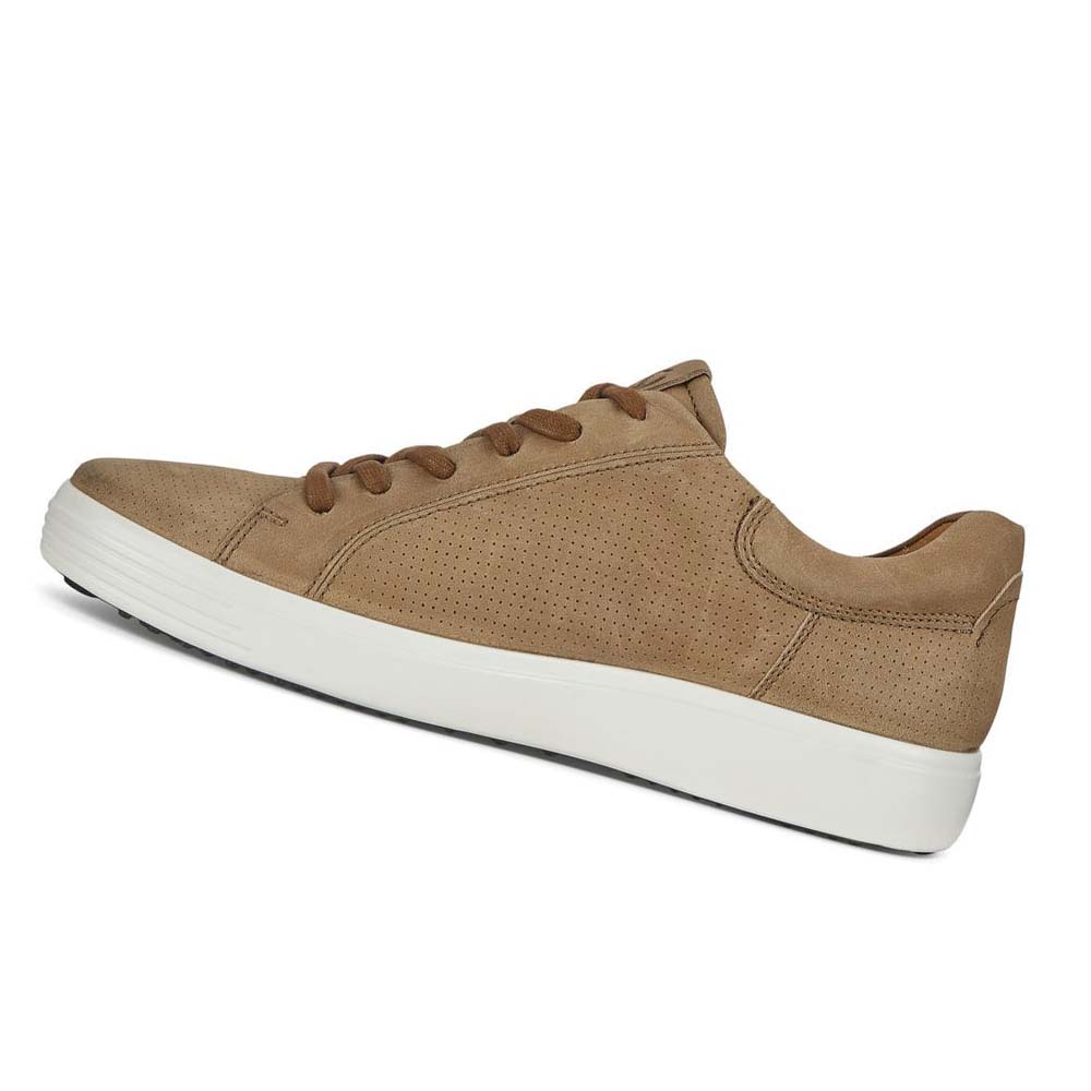 Men's Ecco Soft 7 Street Perf Sneakers Brown | Canada 636QMA